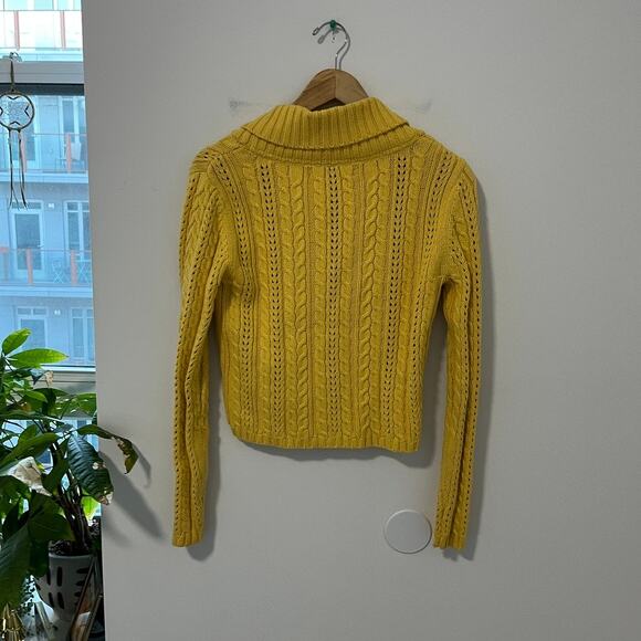 Tommy Hilfiger Yellow Cable Knit Cropped Sweater Size Small - Picture 5 of 5
